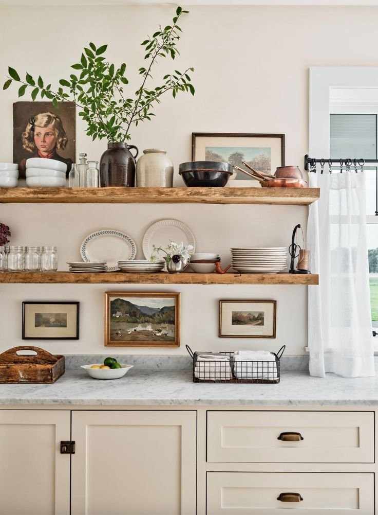 how to style open kitchen shelves