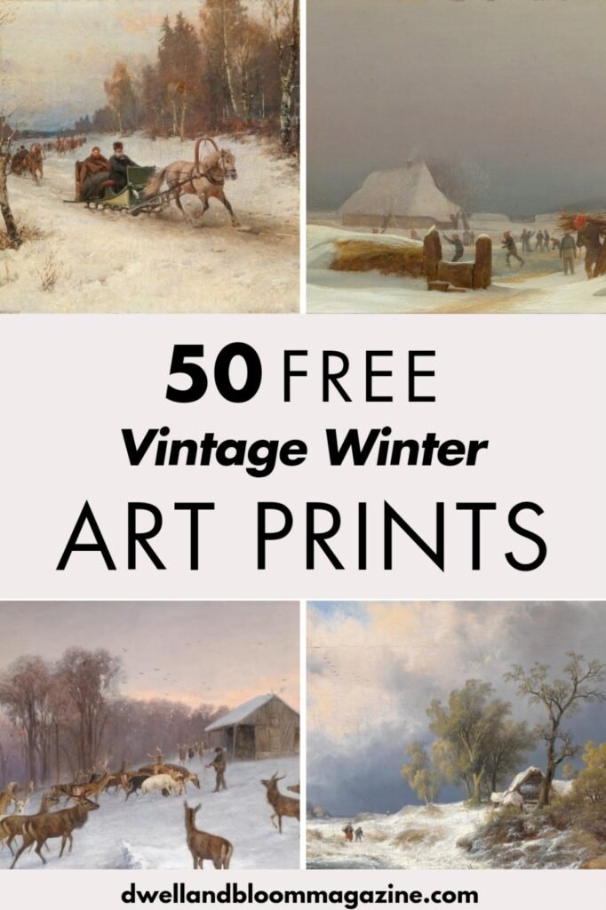 free vintage winter art prints